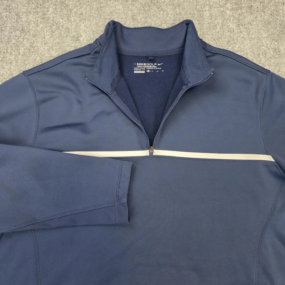 Nike Golf Pullover Mens XL Blue Tour Performance 1/4 Zip The Links at Challedon